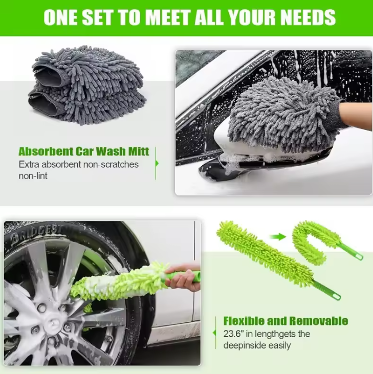 On-the-Go™ Car Wash Brush & Mop Kit (Long Handle)