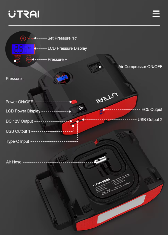 On-the-Go™ UTRAI 4-in-1 Jump Starter & Power Bank