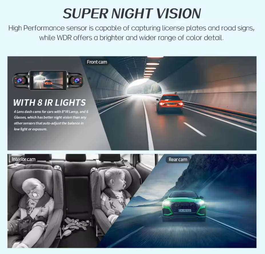 On-the-Go™ 64GB 360° Car DVR Dash Cam (WiFi, GPS, 1080P)
