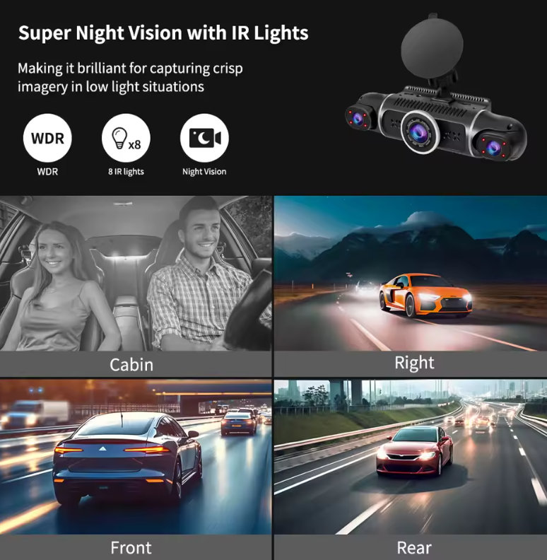 On-the-Go™ 64GB 360° Car DVR Dash Cam (WiFi, GPS, 1080P)