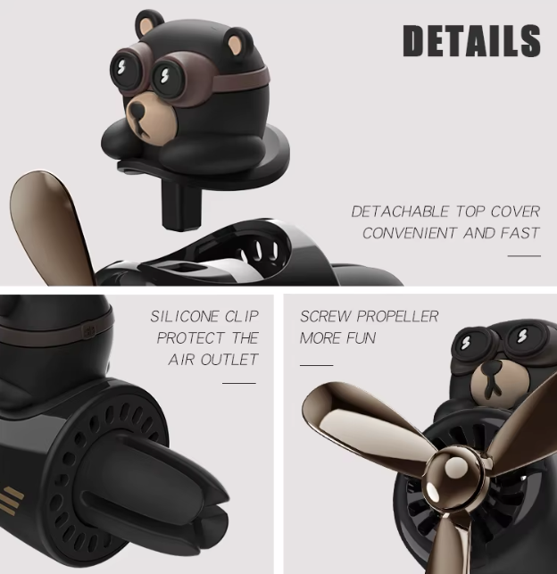 On-the-Go™ Rotating Pilot Bear Car Air Freshener