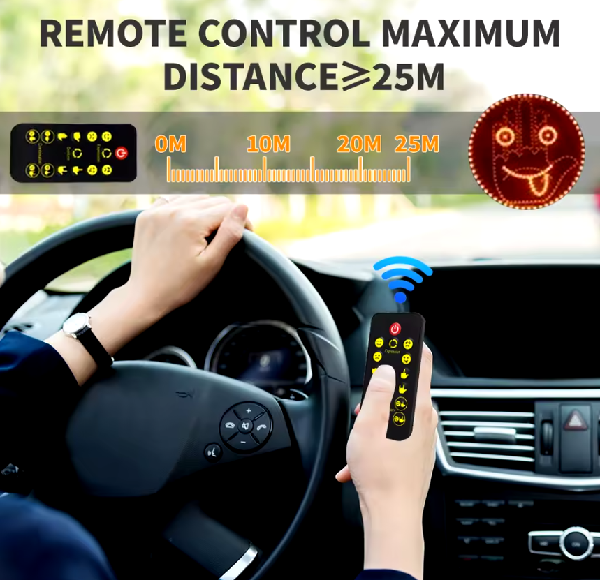 On-the-Go™ Car LED Facial Expression Light (Remote-Controlled)