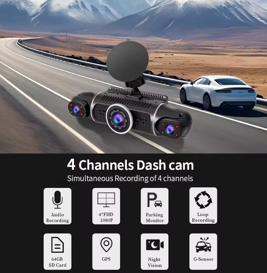 On-the-Go™ 64GB 360° Car DVR Dash Cam (WiFi, GPS, 1080P)